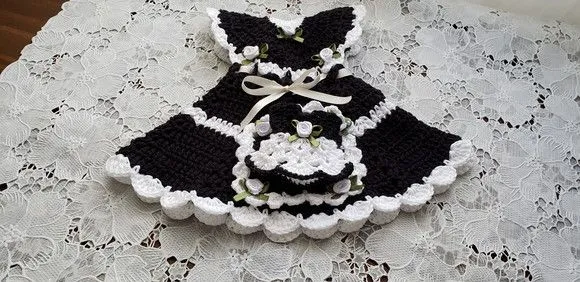 Porta Isqueiro Crochê Vestido Preto e Branco - foto 5