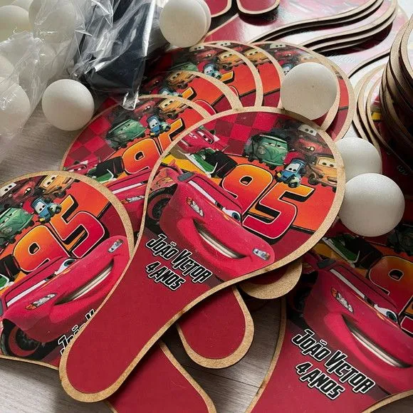 Raquete Ping Pong - Carros - feito à mão por Mi Papelaria Criativa