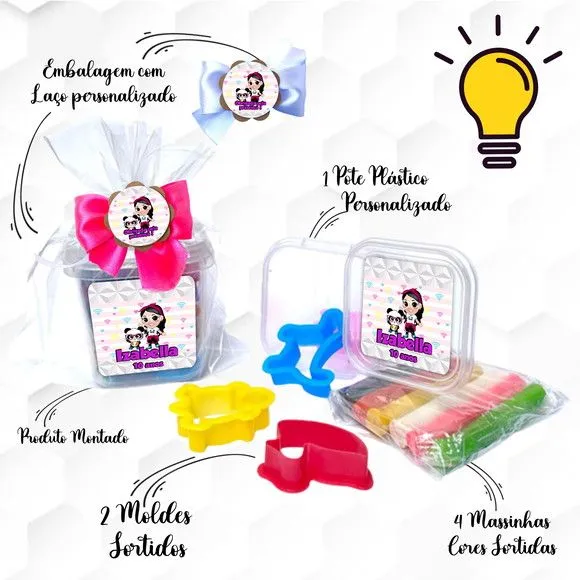 Massinha no Pote com Cortadores Luluca Personalizada - feito à mão por Mi Papelaria Criativa