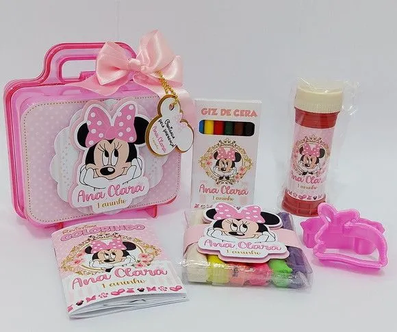 Maleta Minnie Rosa Personalizada - feito à mão por Mi Papelaria Criativa