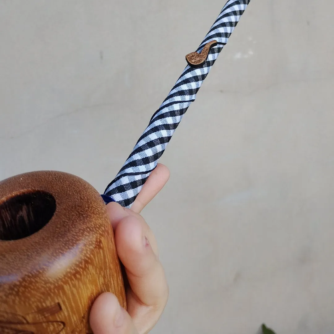 cachimbo preto velho pirografado - foto 2