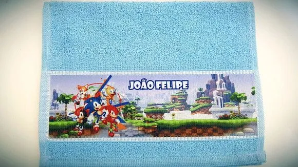 Toalha de mão personalizada Sonic - artesanato feito à mão por Innovare Studio