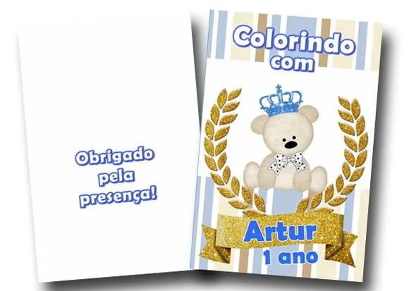 revista colorir urso coroa 14x10