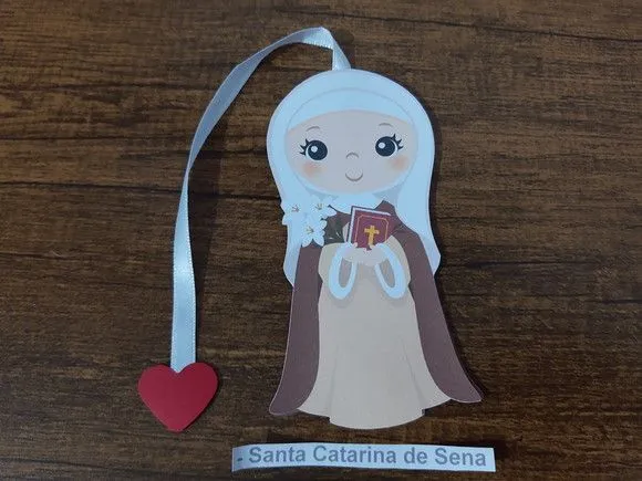 Marcador de Página 10 cm - Santa Catarina de Sena - artesanato de Emejhu Personalizados