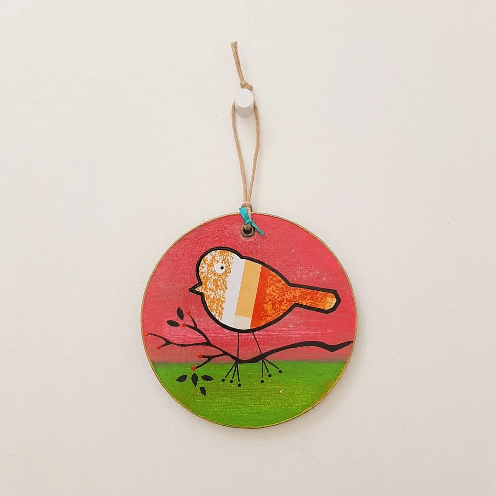 Enfeite Passarinho VD - artesanato de Estudio Bananeira