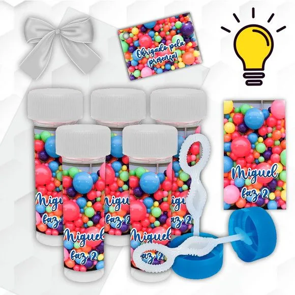 Bolinha de Sabão Balões e Bexigas Personalizada - artesanato feito à mão por Mi Papelaria Criativa
