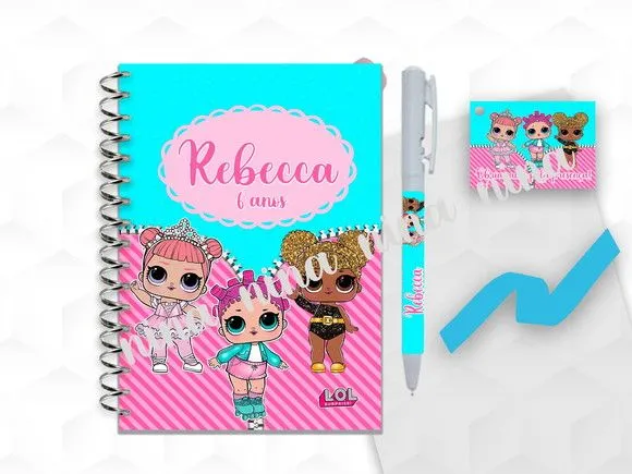 Bloquinho Grande com Caneta Lol Suprise Personalizada - artesanato feito à mão por creativitybynina