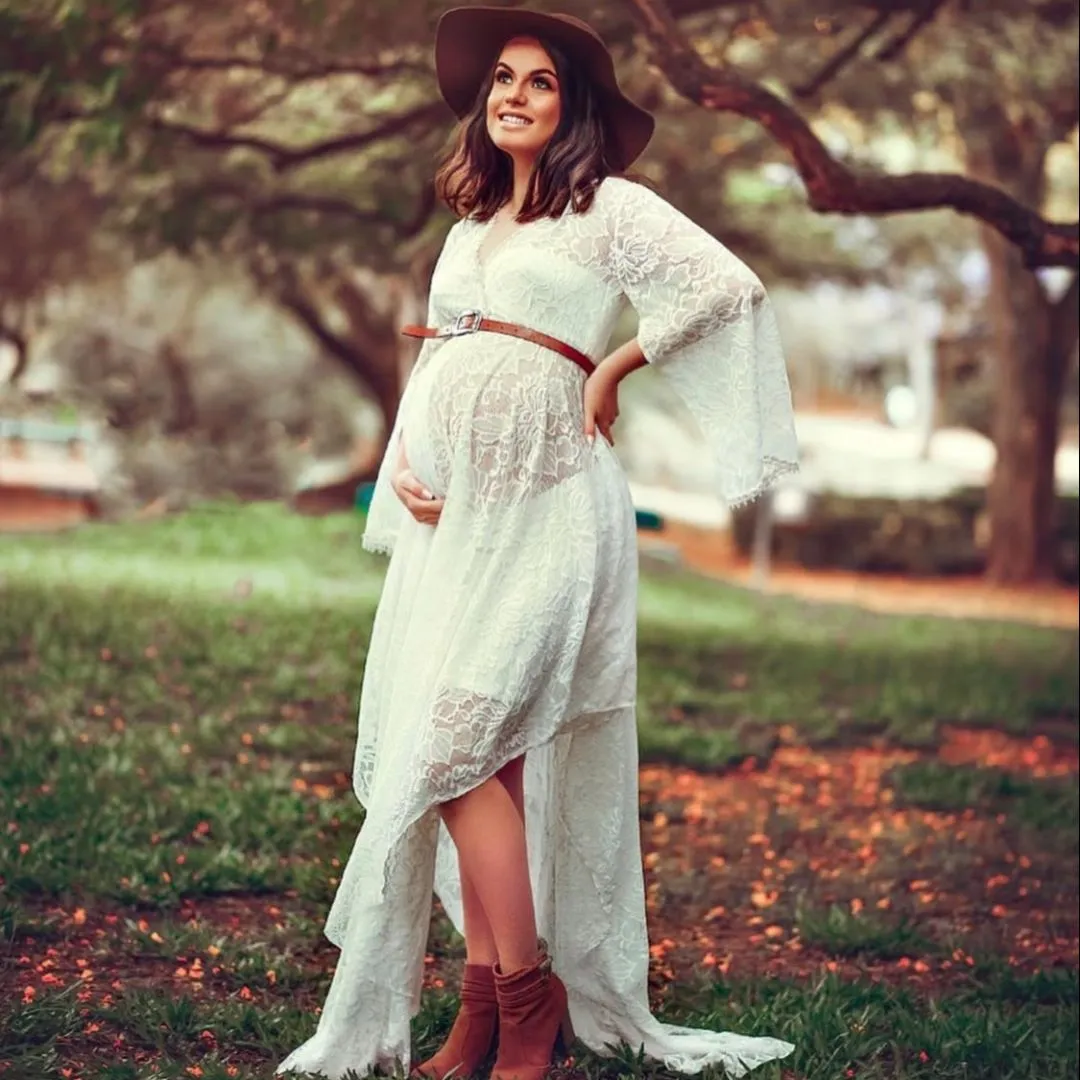 Vestido para ensaio fotografico gestante renda boho - foto 3