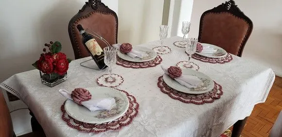 Kit Sousplat em Crochê Luxo Turco Camafeu (12 Peças) - artesanato de Mari Crochê feito com carinho!
