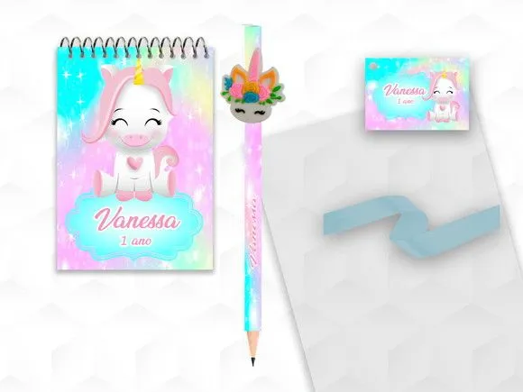 Bloquinho com Aplique Unicórnio Personalizado - artesanato feito à mão por creativitybynina