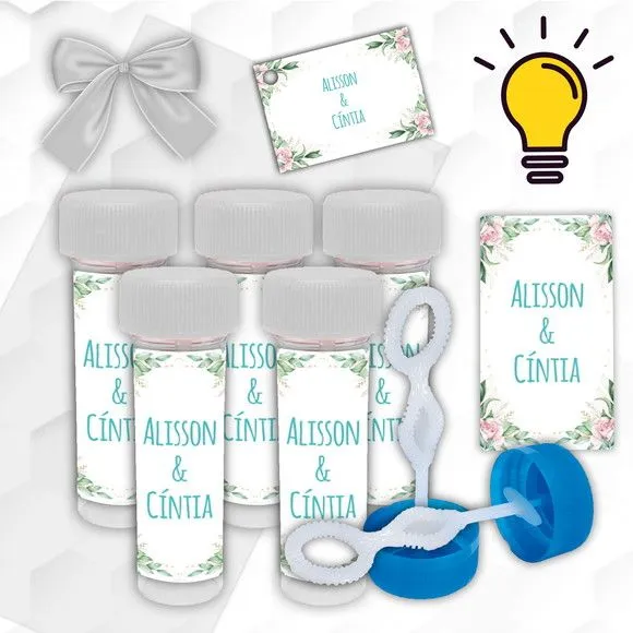 Bolinha de Sabão Casamento Personalizada - artesanato feito à mão por Mi Papelaria Criativa