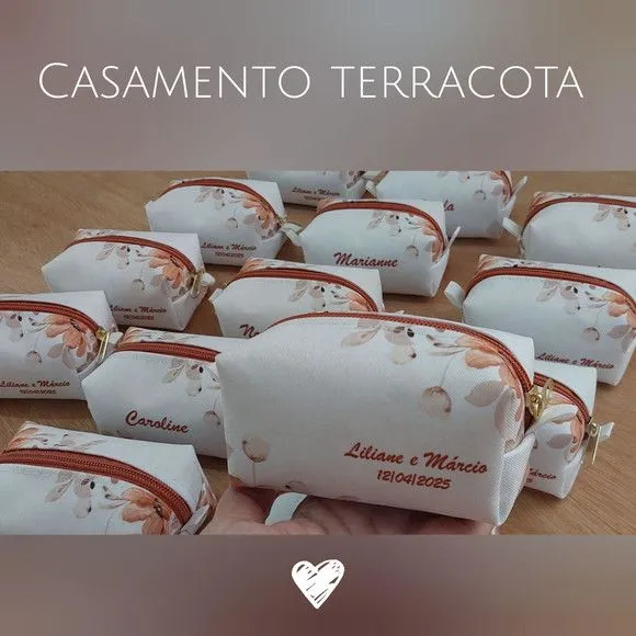 Necessaire Personalizada - Casamento Terracota - artesanato feito à mão por Innovare Studio