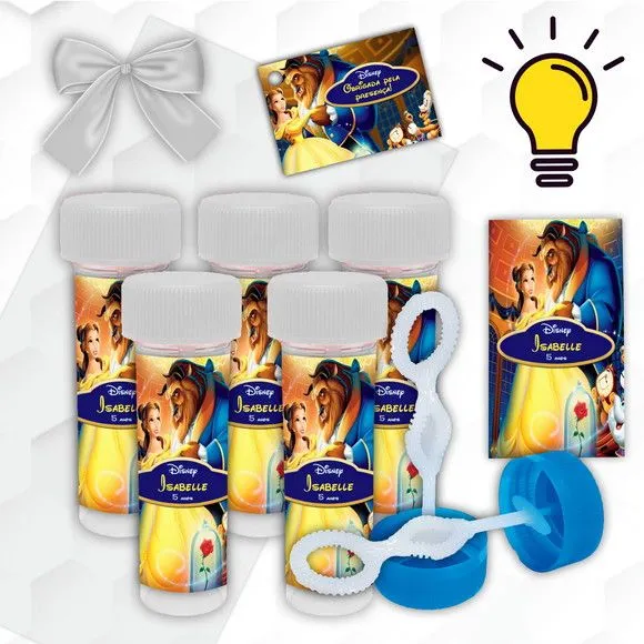 Bolinha de Sabão Bela e a Fera Personalizada - artesanato feito à mão por Mi Papelaria Criativa