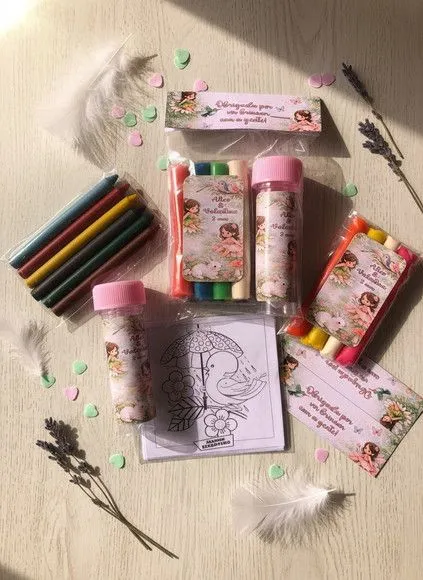Kit Massinha + Giz + Bolha - Fadas Personalizado - artesanato feito à mão por Mi Papelaria Criativa