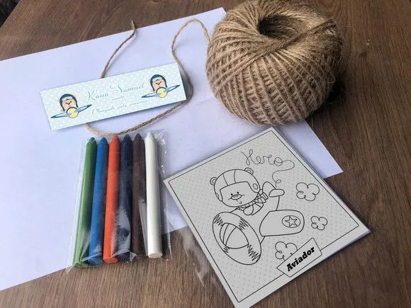 Kit Giz de cera Aviador Personalizado - artesanato feito à mão por Mi Papelaria Criativa