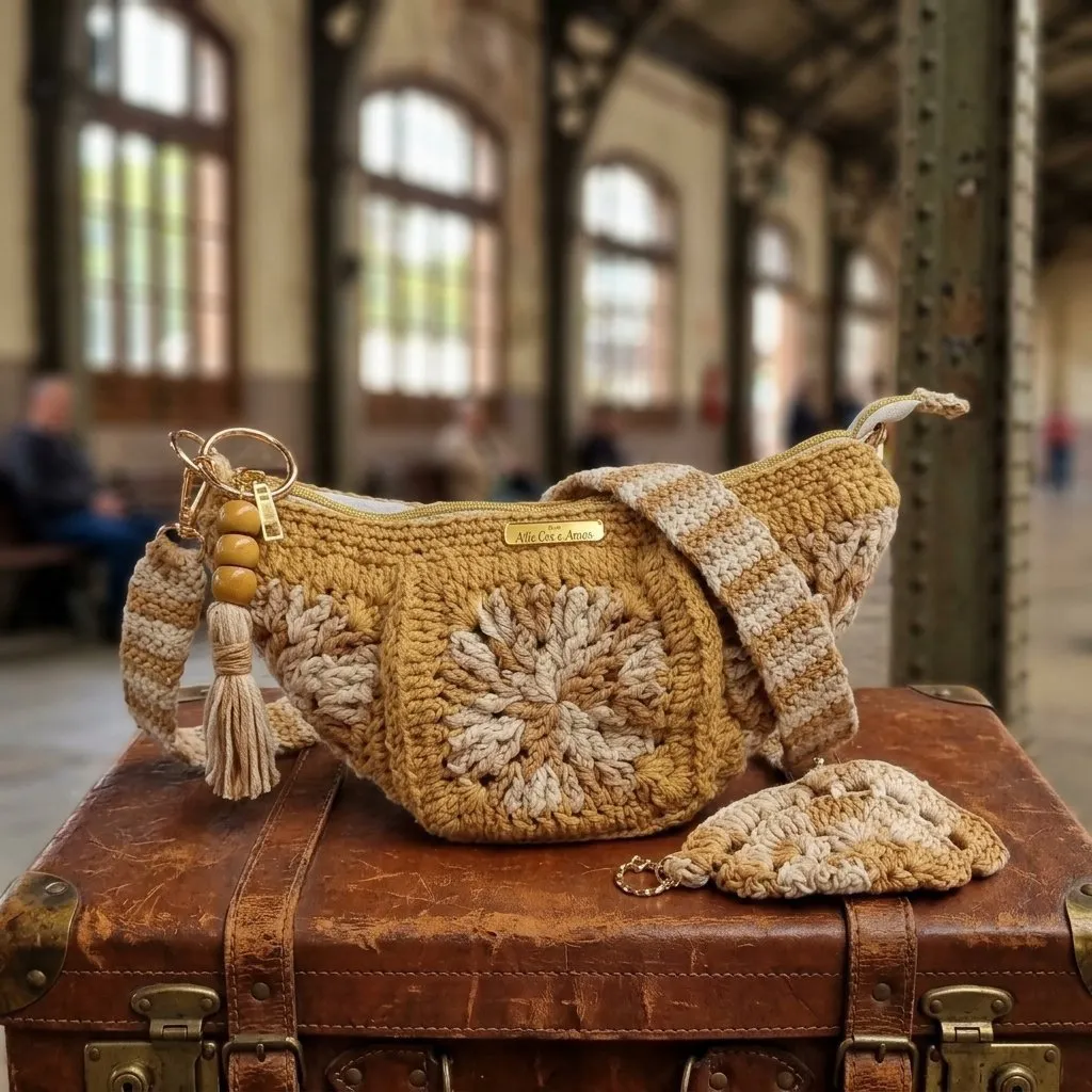 Bolsa/pochete fio barroco  com porta oculos