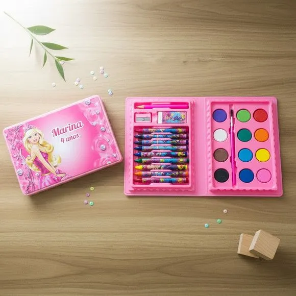 Estojo de Pintura - Barbie Personalizado - artesanato feito à mão por Mi Papelaria Criativa