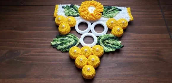 Puxador de Geladeira Duplo em Crochê (amarelo) - foto 2