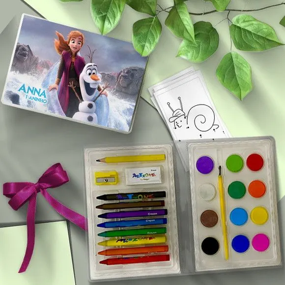 Estojo de Pintura 24pç - Frozen Personalizado - artesanato feito à mão por Mi Papelaria Criativa