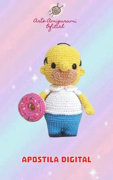 Receita Homer Simpson Amigurumi - feito à mão por Arte Amigurumi Oficial