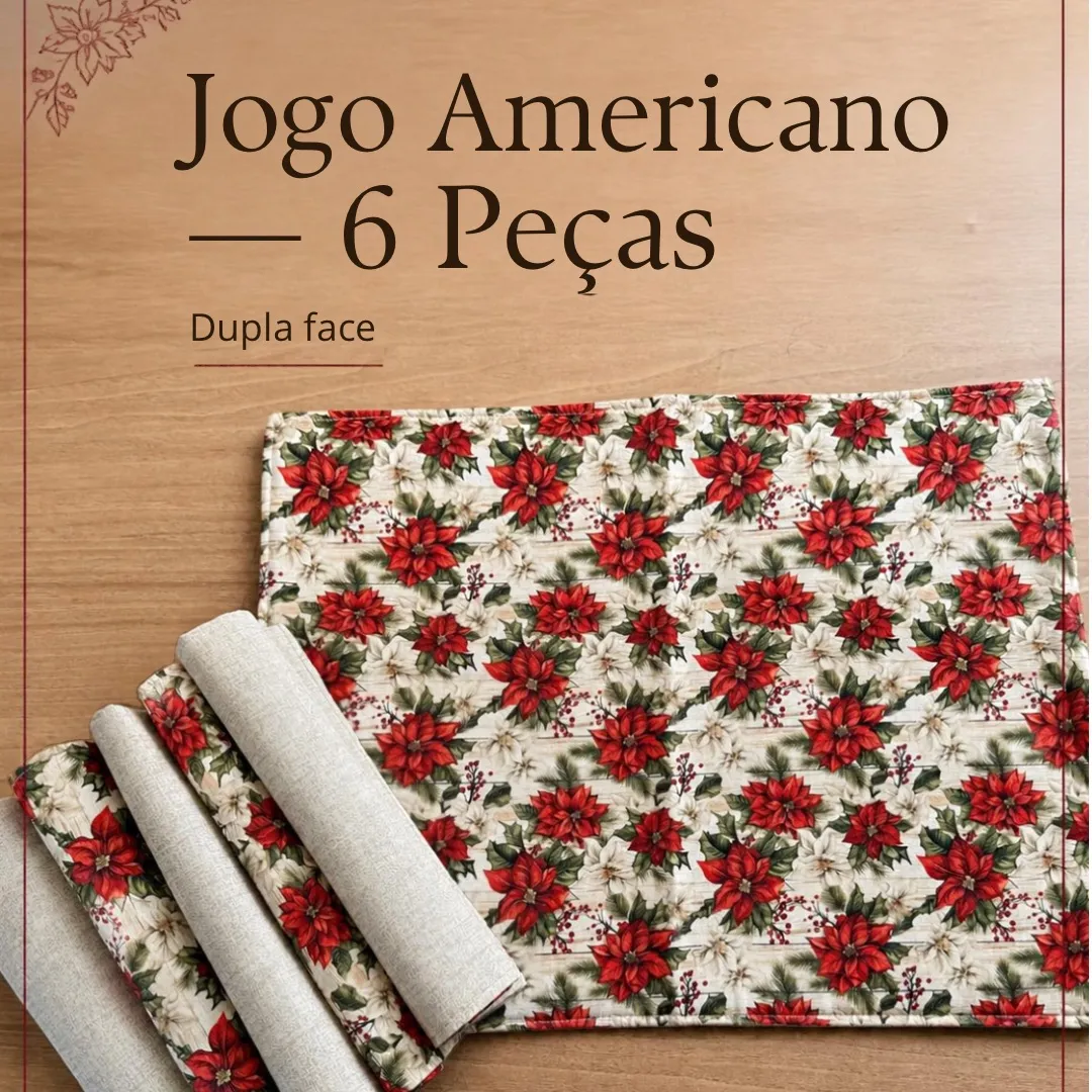 Jogo americano - 6 peças dupla face - tema Natal 2 - artesanato de Djulik