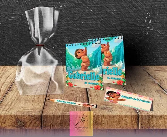 Bloquinho Moana Baby Personalizado - feito à mão por Artmanha Lembrancinhas