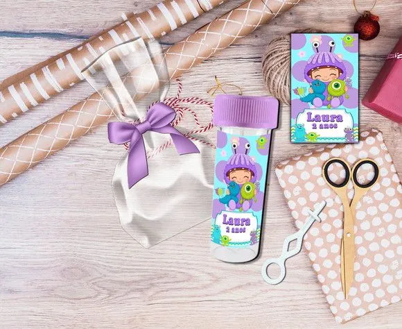 Bolha de Sabão Monstros S.a Baby Personalizada - feito à mão por Artmanha Lembrancinhas