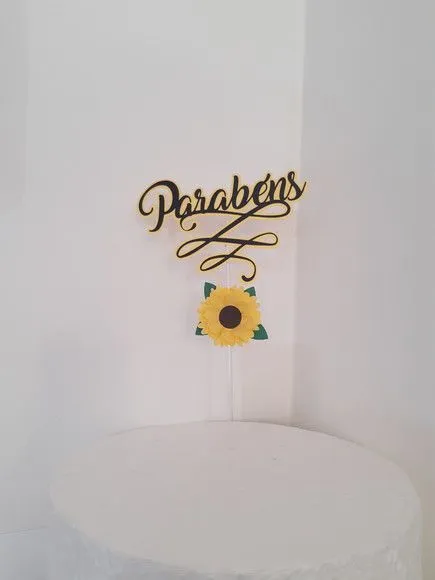 Topo de Bolo Parabéns c/ Flor - Camadas - foto 2