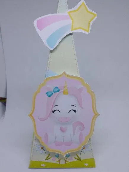 Caixa cone unicórnio - artesanato de Fina Essência Papelaria Personalizada