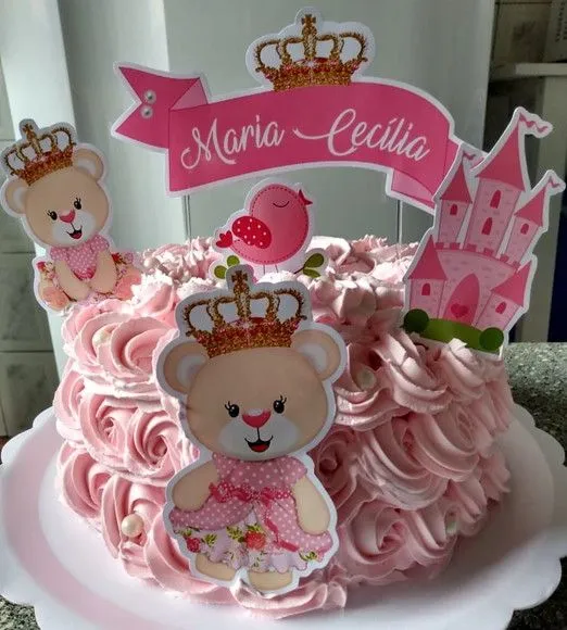 Topper Bolo Ursa Princesa - artesanato de PAPCRIE
