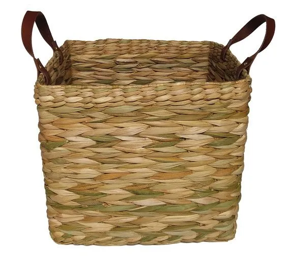 Cesta De Palha De Taboa Com Alça Natural 26x26x22 - artesanato de Mundo Urbano