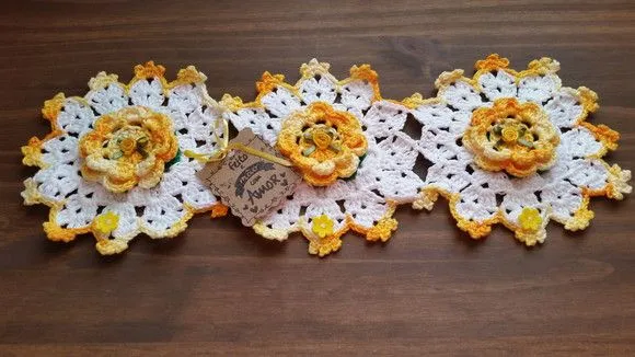 Puxador de Fogão Crochê Amarelo Mesclado - foto 3