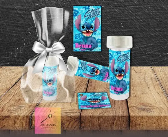 Bolha de Sabão Stitch Personalizada - artesanato feito à mão por Artmanha Lembrancinhas