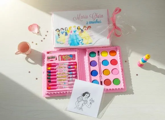 Estojo de Pintura - Princesas Personalizado - artesanato feito à mão por Mi Papelaria Criativa