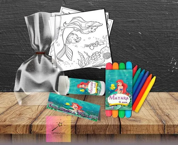Kit Massinha + Giz + Bolha Ariel Personalizado - artesanato feito à mão por Artmanha Lembrancinhas