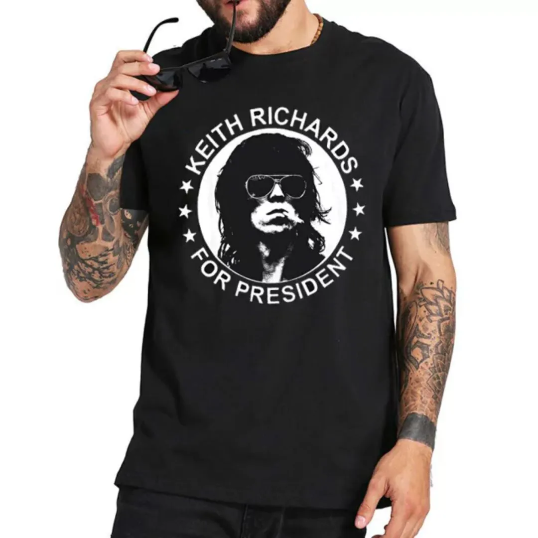 Camiseta Keith Richards For President, estampa exclusiva, tamanhos unisex - foto 4