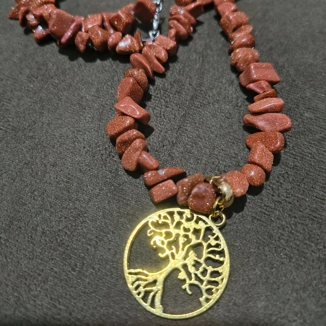 Choker feito em pedra do sol - artesanato feito à mão por Andrea Sana Mimos & artes