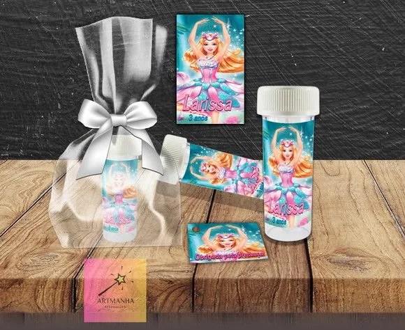 Bolha de Sabão Barbie Personalizada - feito à mão por Artmanha Lembrancinhas