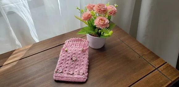 Embalagem para Presente ou Lembrancinha em Crochê Rosa - foto 5