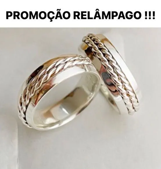 Alianças de Namoro Trançadas Prata 950 6mm + Anel Solitário - artesanato feito à mão por TM JOIAS