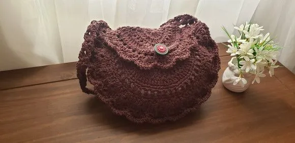 Bolsa de Crochê em Estilo Boho "chic" Café - foto 4