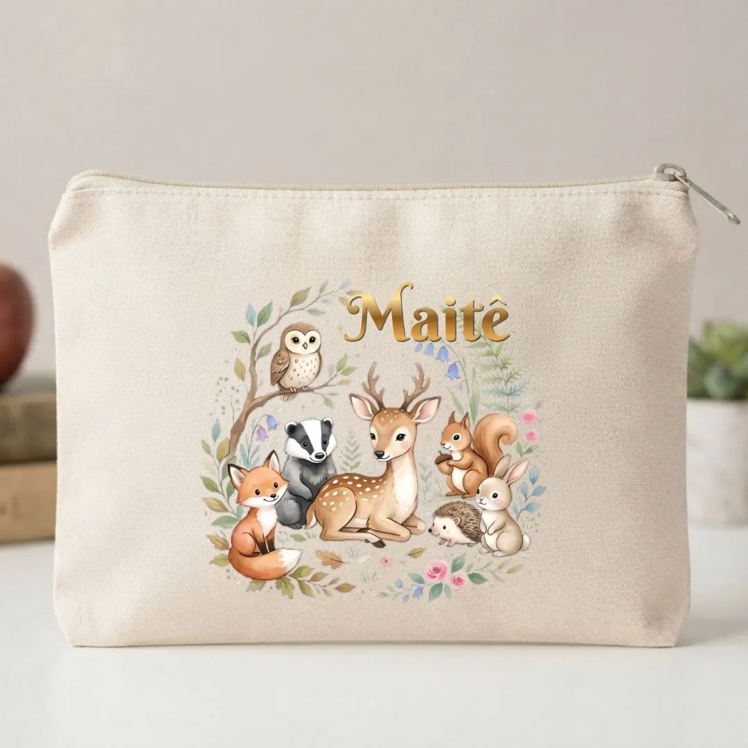 Nécessaire Personalizada em algodão Animais do Bosque Lembrancinha Chá de Bebê maternidade aniversario - foto 4