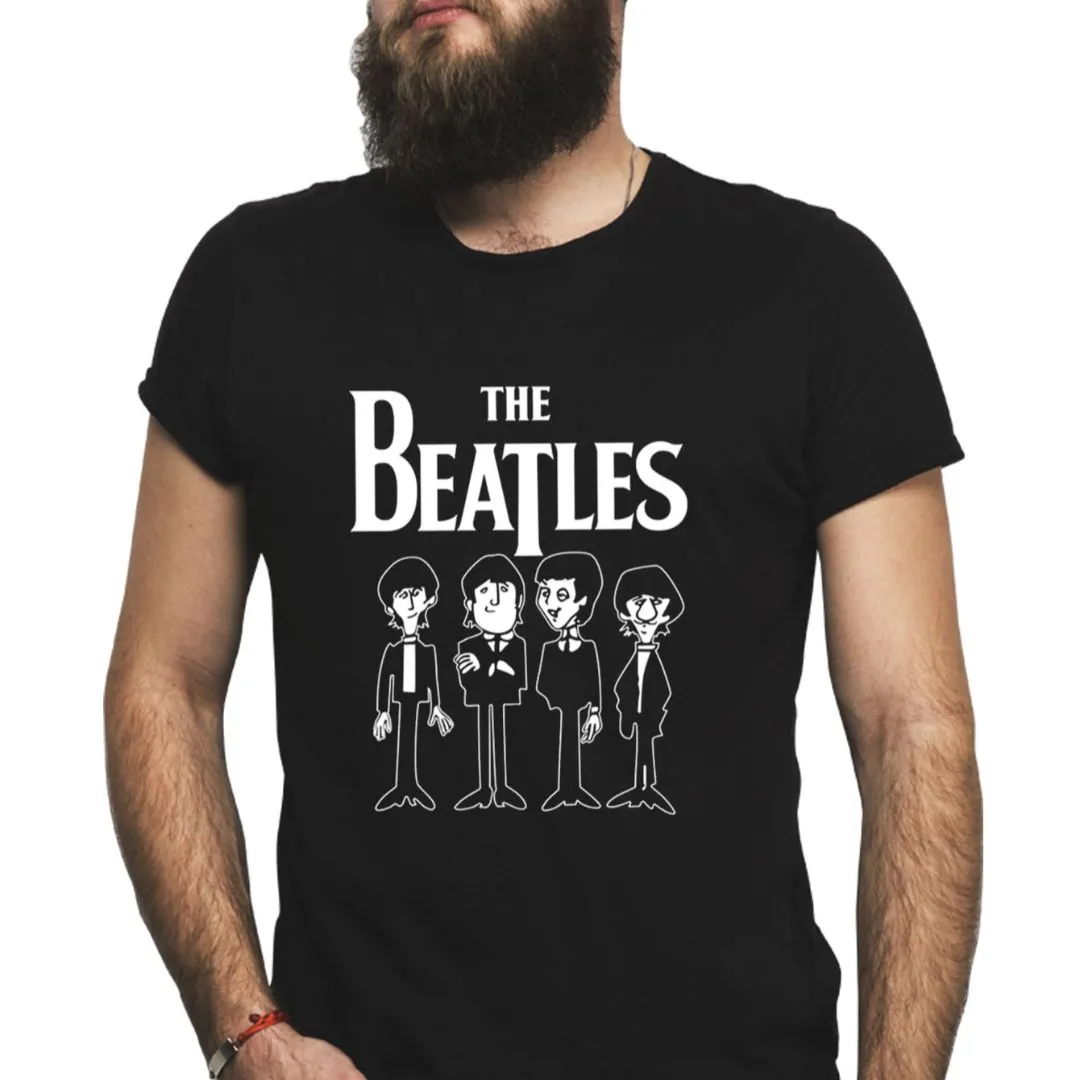 Camiseta Beatles desenho animado, estampa exclusiva, tamanhos unisex - feito à mão por Lado B Rock Camisetas