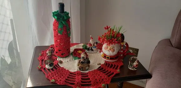 Porta Garrafa de Vinho Vermelha em Crochê (natal) - foto 4