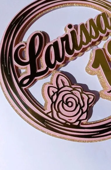 Topo de Bolo Dourado e Rosa - foto 4