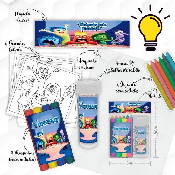 Kit Massinha + Giz + Bolha Divertidamente Personalizado - feito à mão por Mi Papelaria Criativa