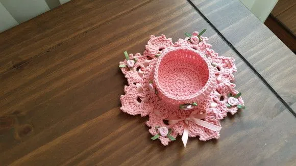 Conjunto de Porta Velas em Crochê Pêssego - foto 4