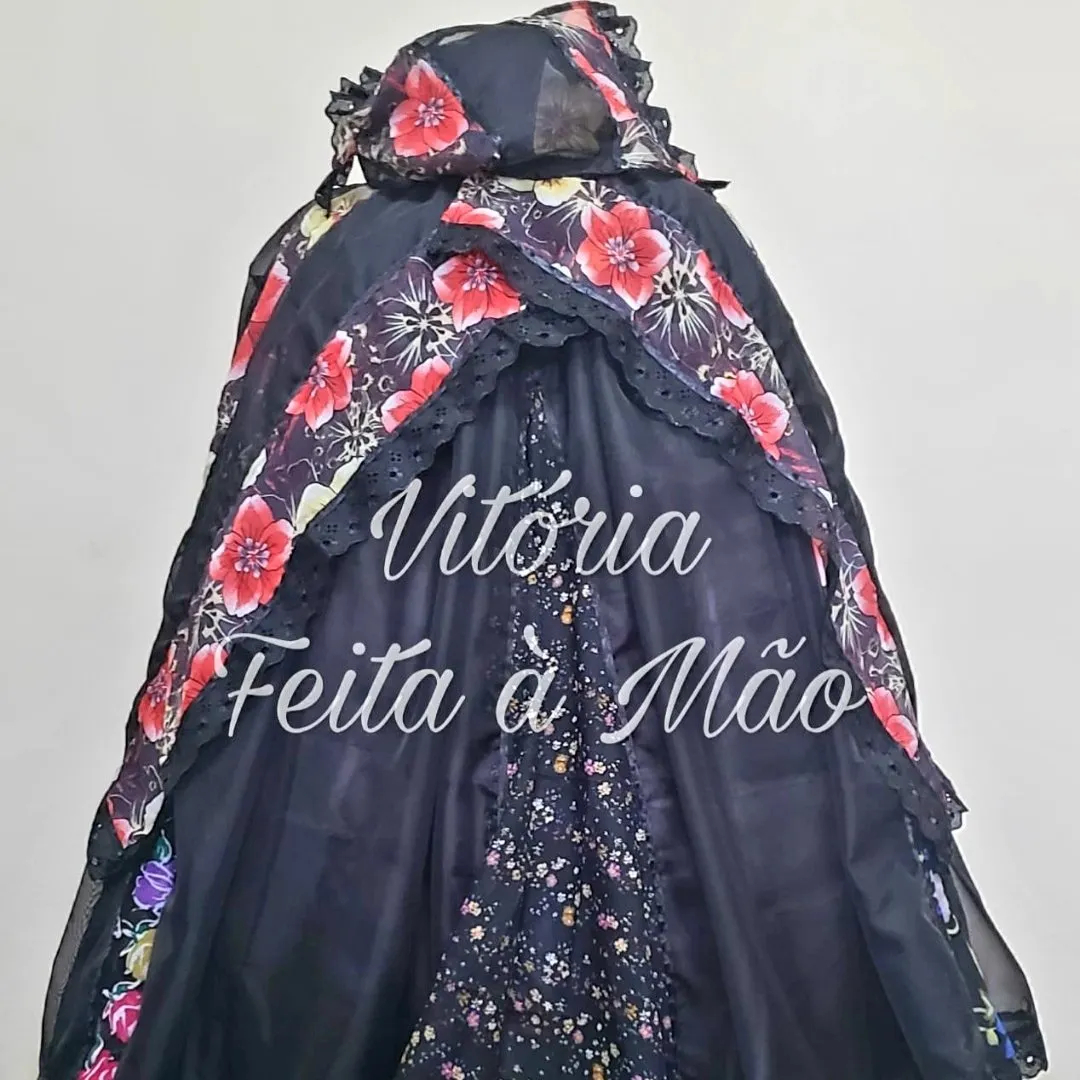 Saia de Retalhos para Pombagira de Umbanda e Candomblé - artesanato feito à mão por Ateliê Vitória Feita à Mão - Moda Afro