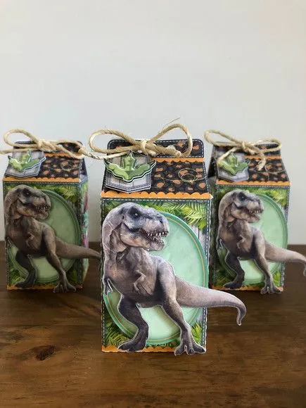 Caixa Milk Dinossauros Jurassic Park - artesanato de Fina Essência Papelaria Personalizada