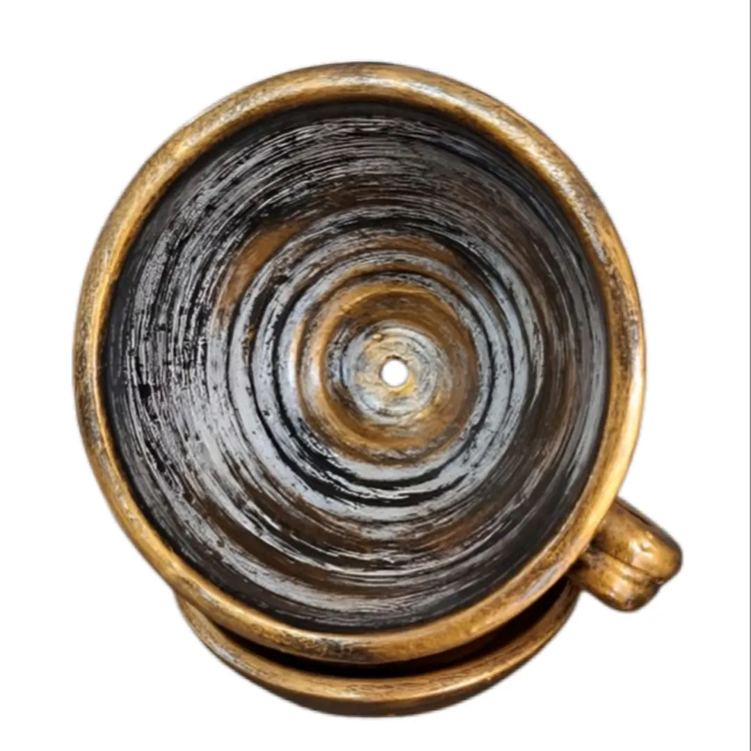 Vaso de Planta Tipo Xícara de Cerâmica Tamanho Médio Artesanal Rústica Girassol - foto 3